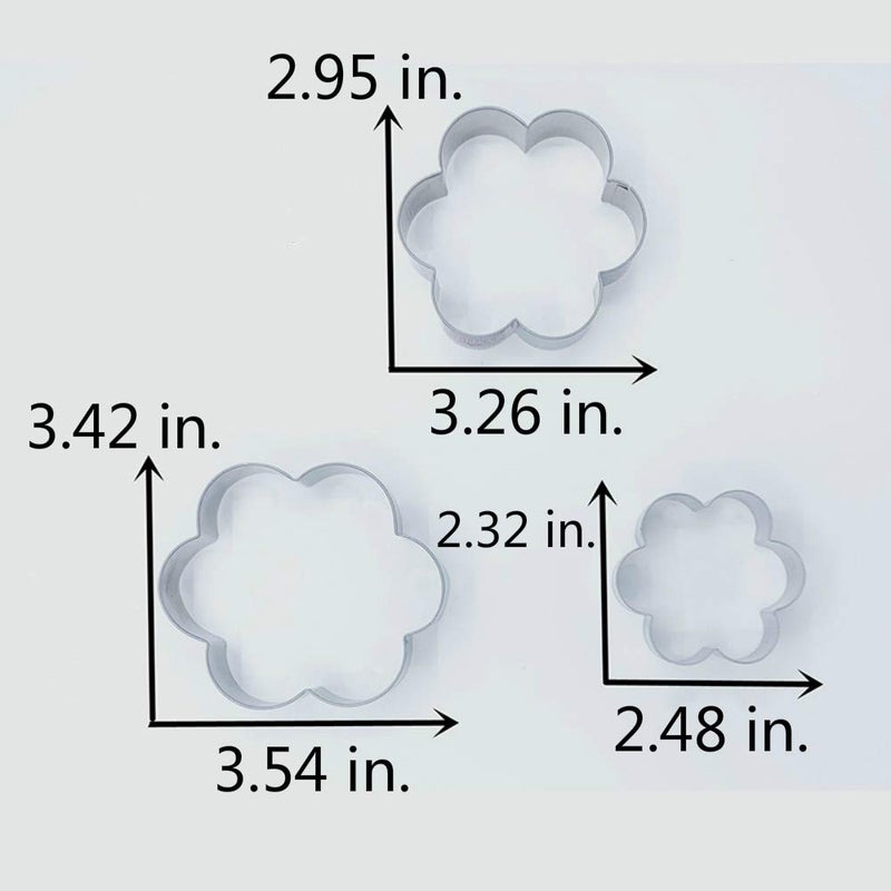 LILIAO Flower Cookie Cutters - 3 Various Size - Large: 3.7 inches, Medium: 3.3 inches and Small: 2.6 inches - Stainless Steel - Image 3